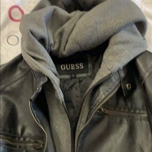 Guess leather jacket with hoodie